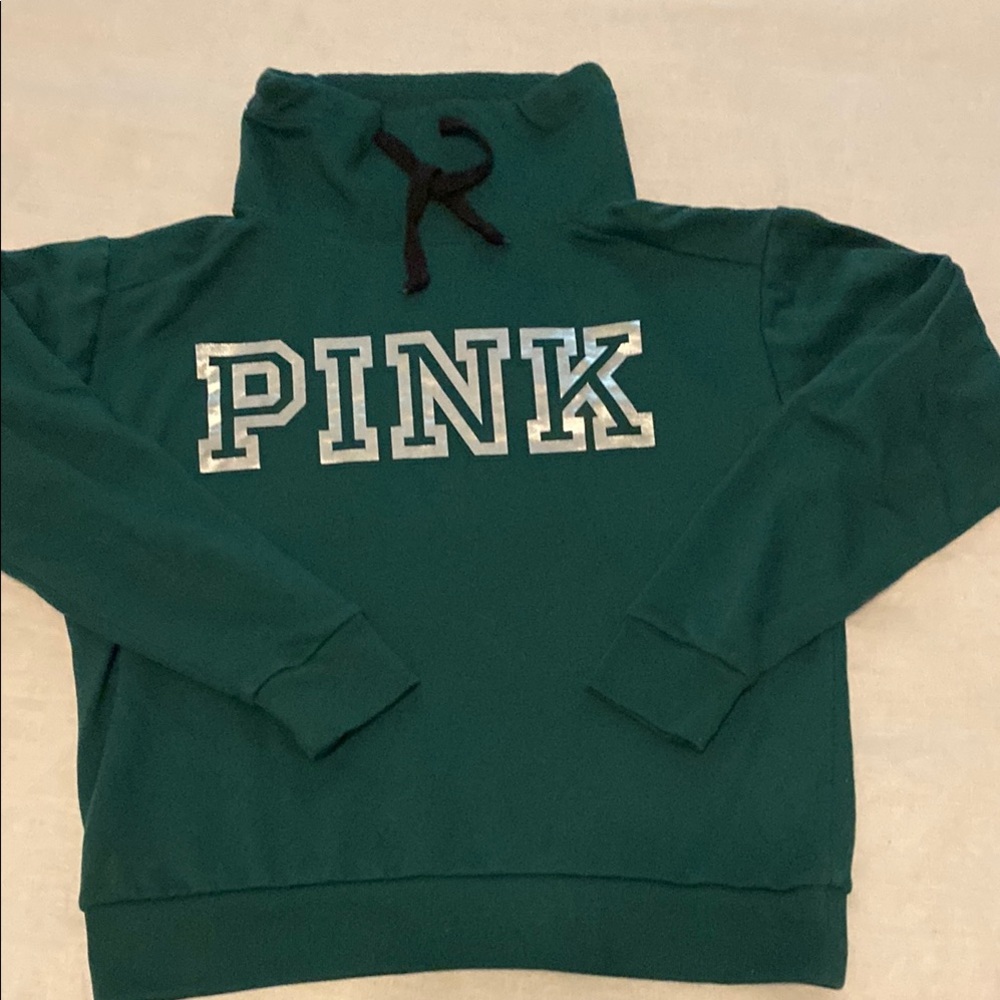 Victoria's Secret Green Sweatshirt with Black Drawstring